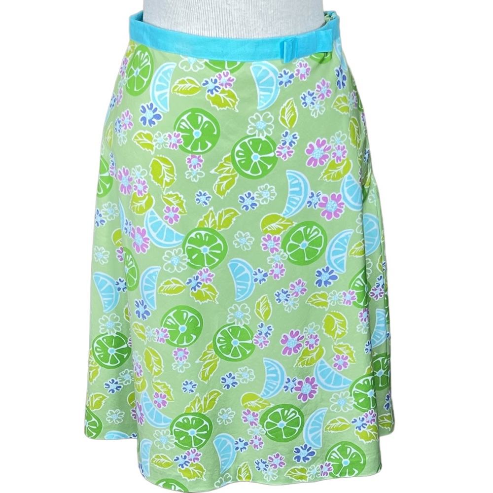 Lilly Pulitzer A-Line Skirt With Citrus Fruit Pattern & Side Zip Size 4